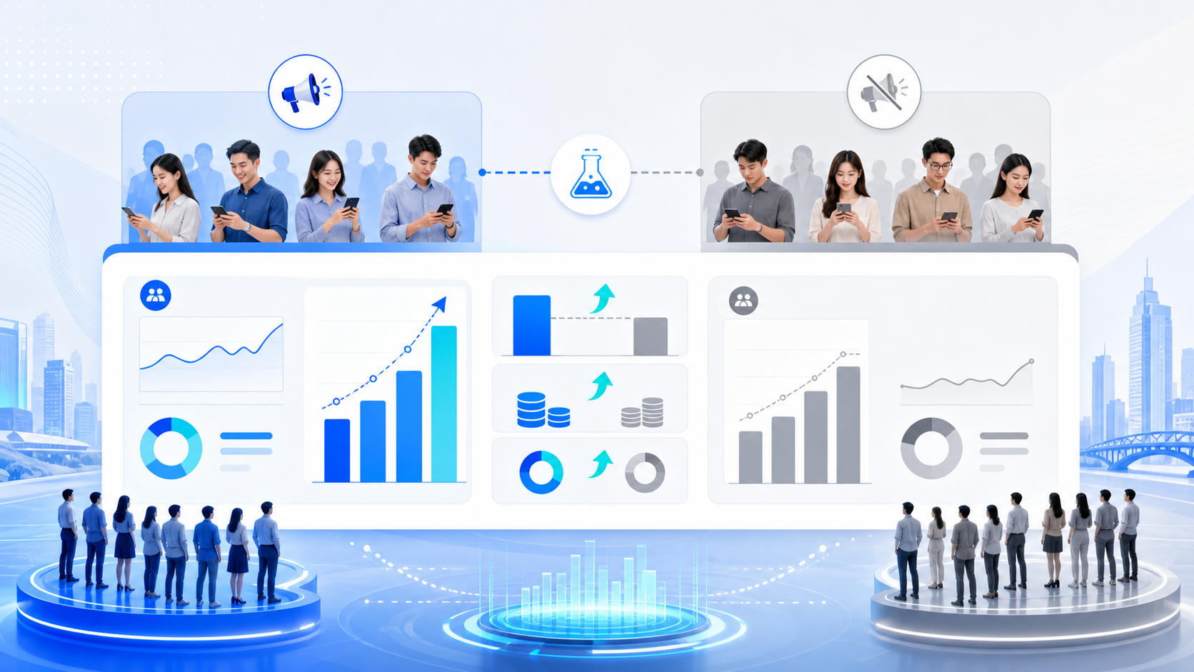 Minh họa thử nghiệm incrementality với nhóm test và nhóm control